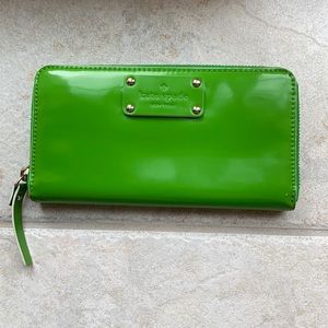 Green Kate Spade patent leather wallet